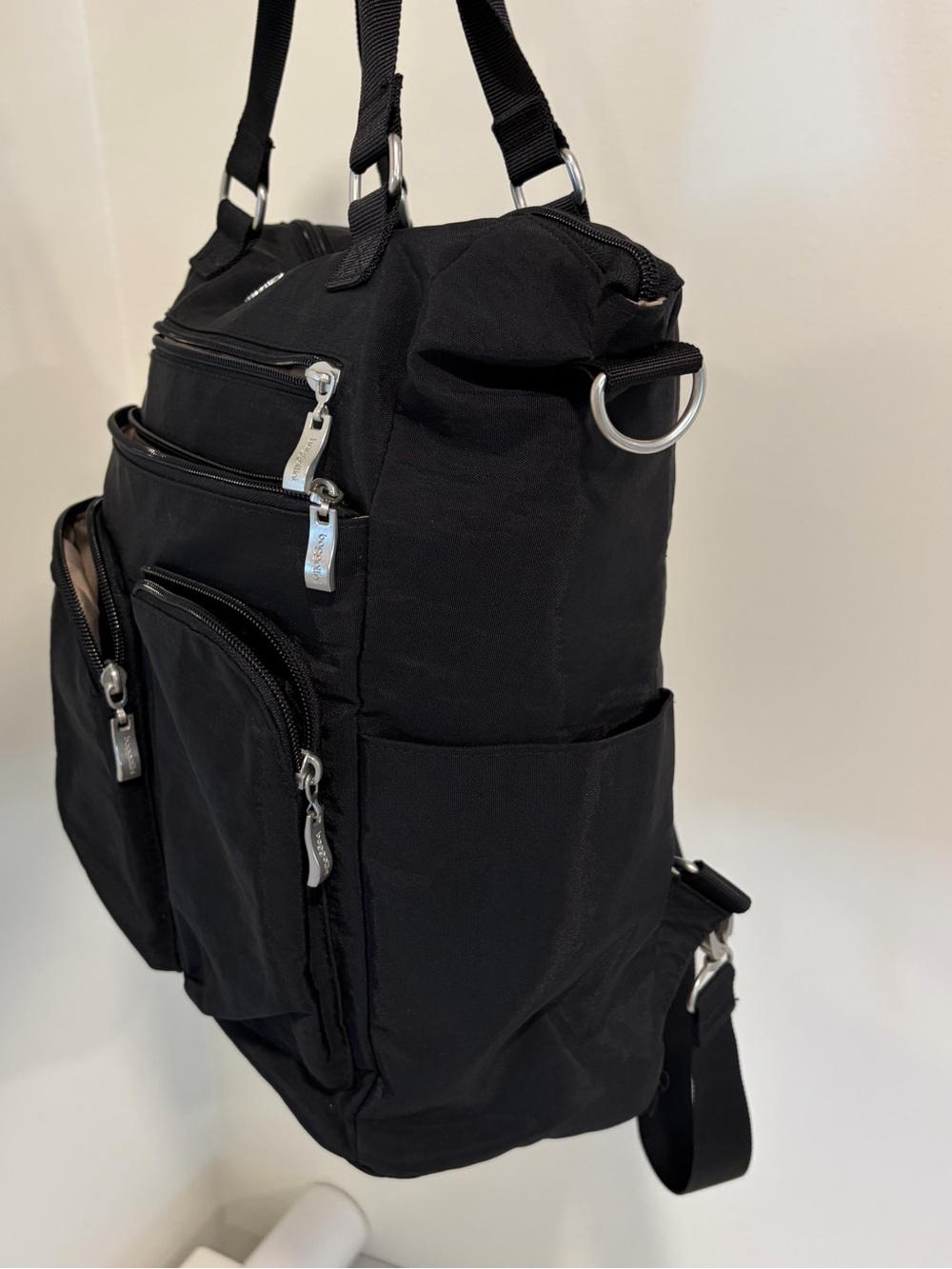 Baggallini All Set 3-in-1 Tote Backpack Crossbody Travel Bag Black Sand Luggage - Picture 10 of 16